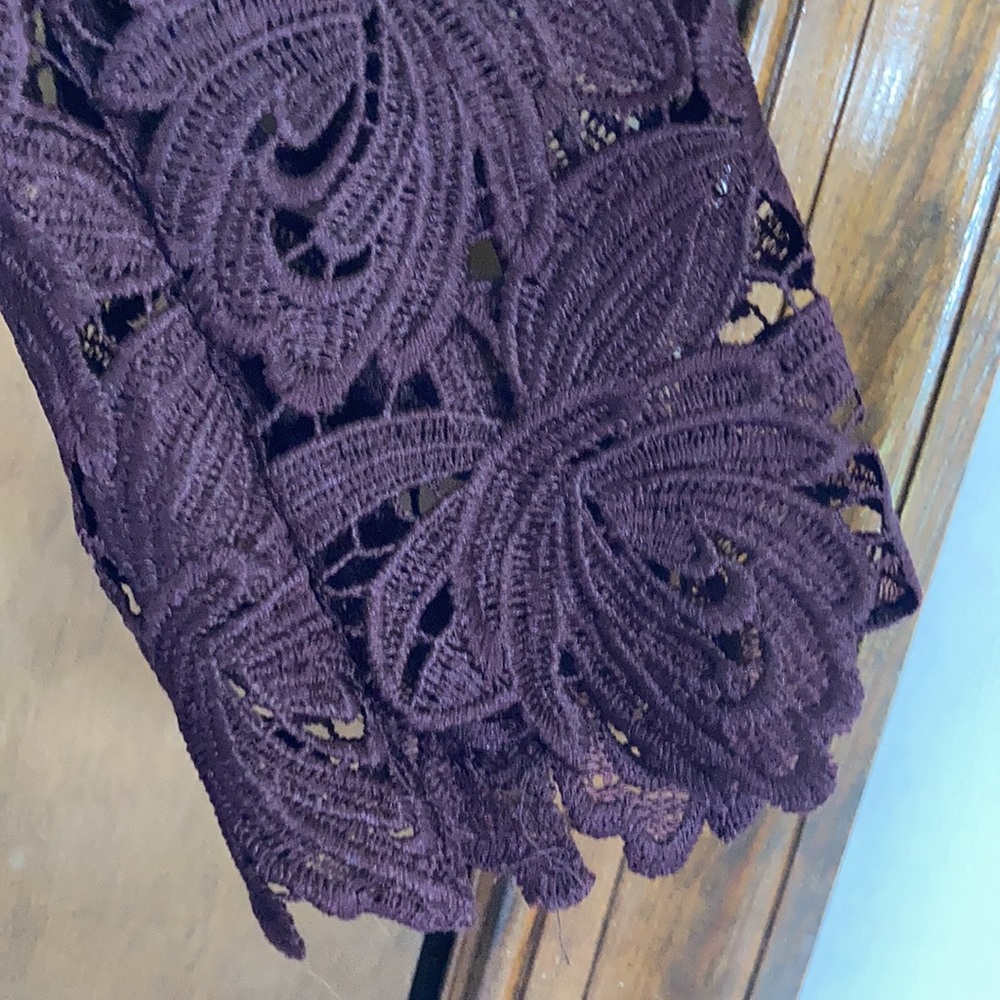 Loft embroidered floral crochet lace like outer layer dress size 0 - Picture 9 of 17